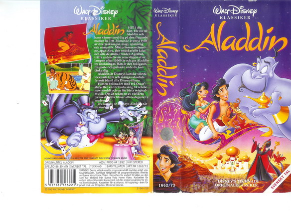 Tecknat Barn Svenska:Aladdin (1992 Walt Disney Home Video AB) VHSRIPPEN (Svenska) Trailer (4D)